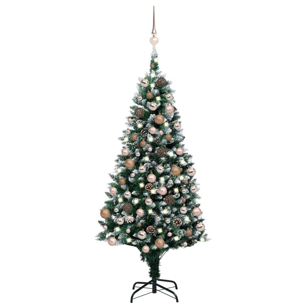 Billede af Juletræ med sne + lys + julekugler og grankogler 150 cm hos Boligcenter.dk