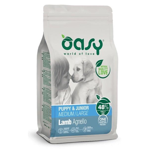 Oasy One Animal Protein Puppy & Junior Medium/Large Lamb – tørfoder til hund – 12 kg