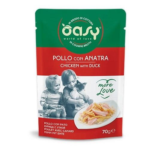 Oasy More Love vådfoder til kat - kylling med and, 70 g