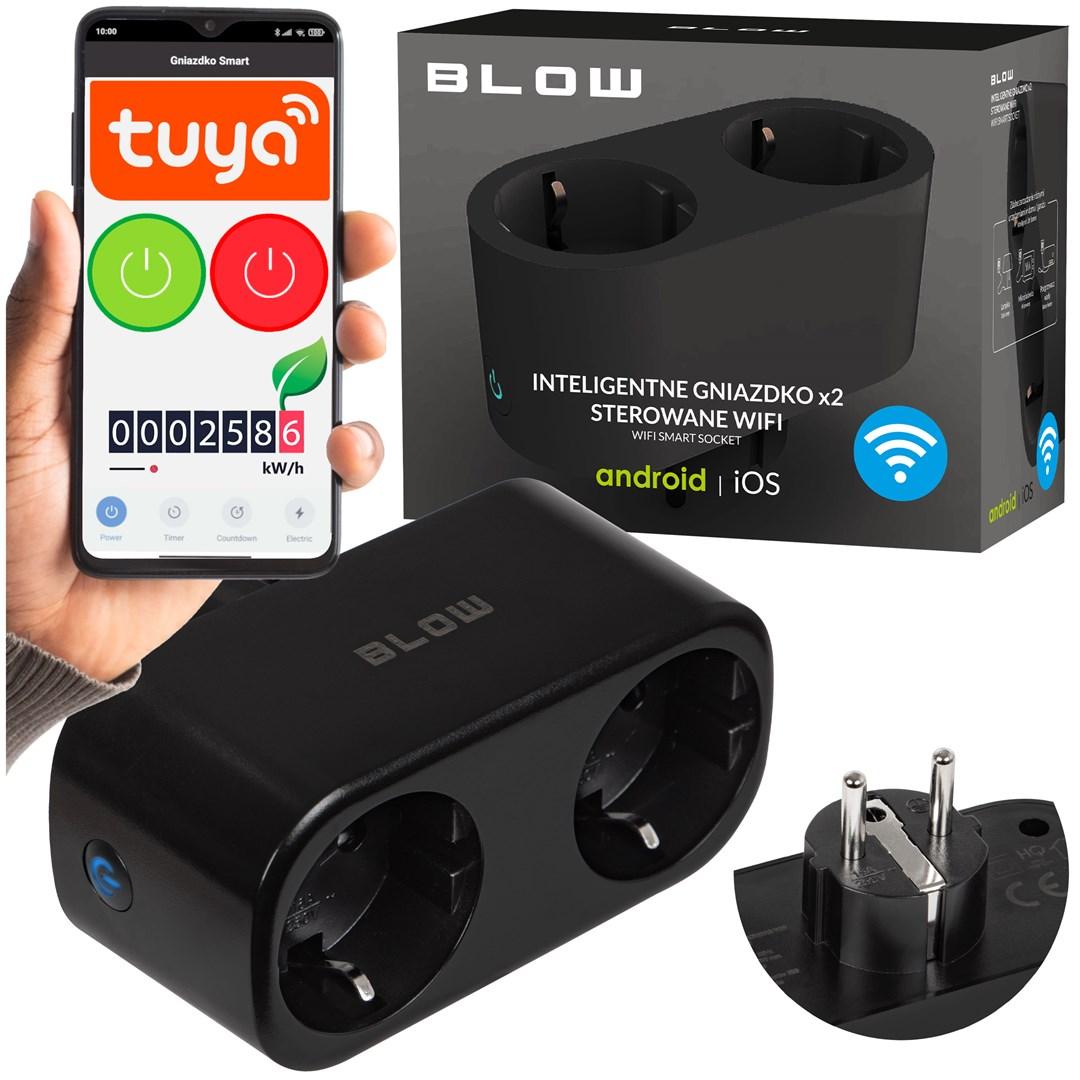 BLOW TUYA WiFi-styret dobbelt smart stik - sort, Type F