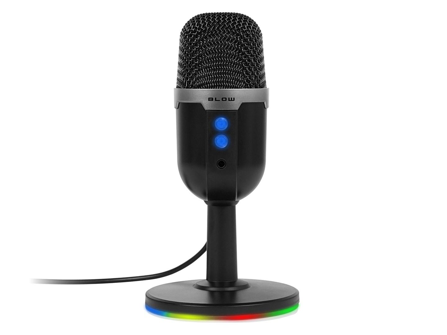 BLOW studiemikrofon med LED-bordstativ – USB, kablet