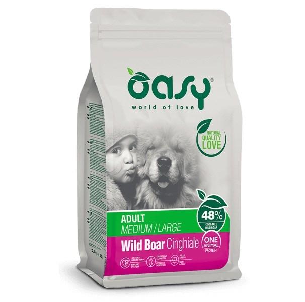 Oasy One Animal Protein Adult Medium/Large – Vildsvin tørfoder til hund – 12 kg