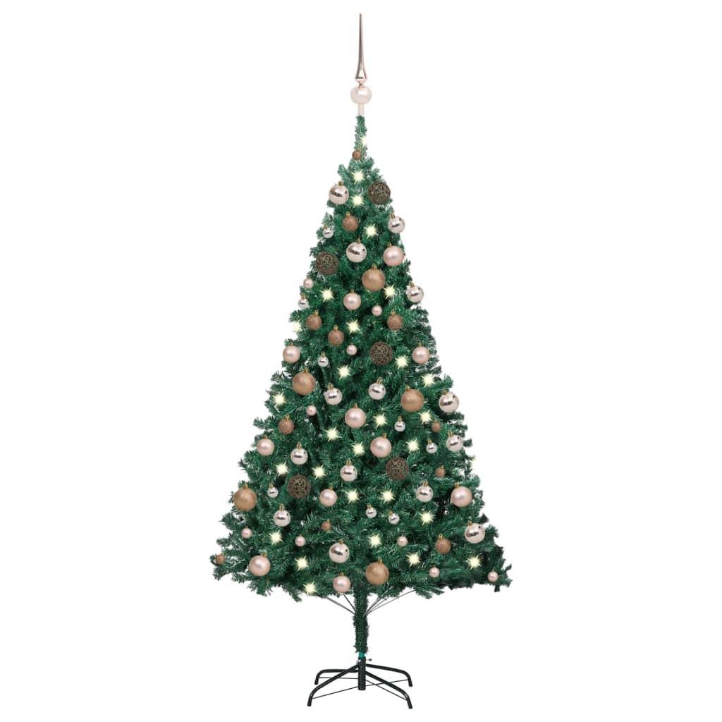 Billede af Kunstigt juletræ med lys og kuglesæt 180 cm PVC grøn hos Boligcenter.dk