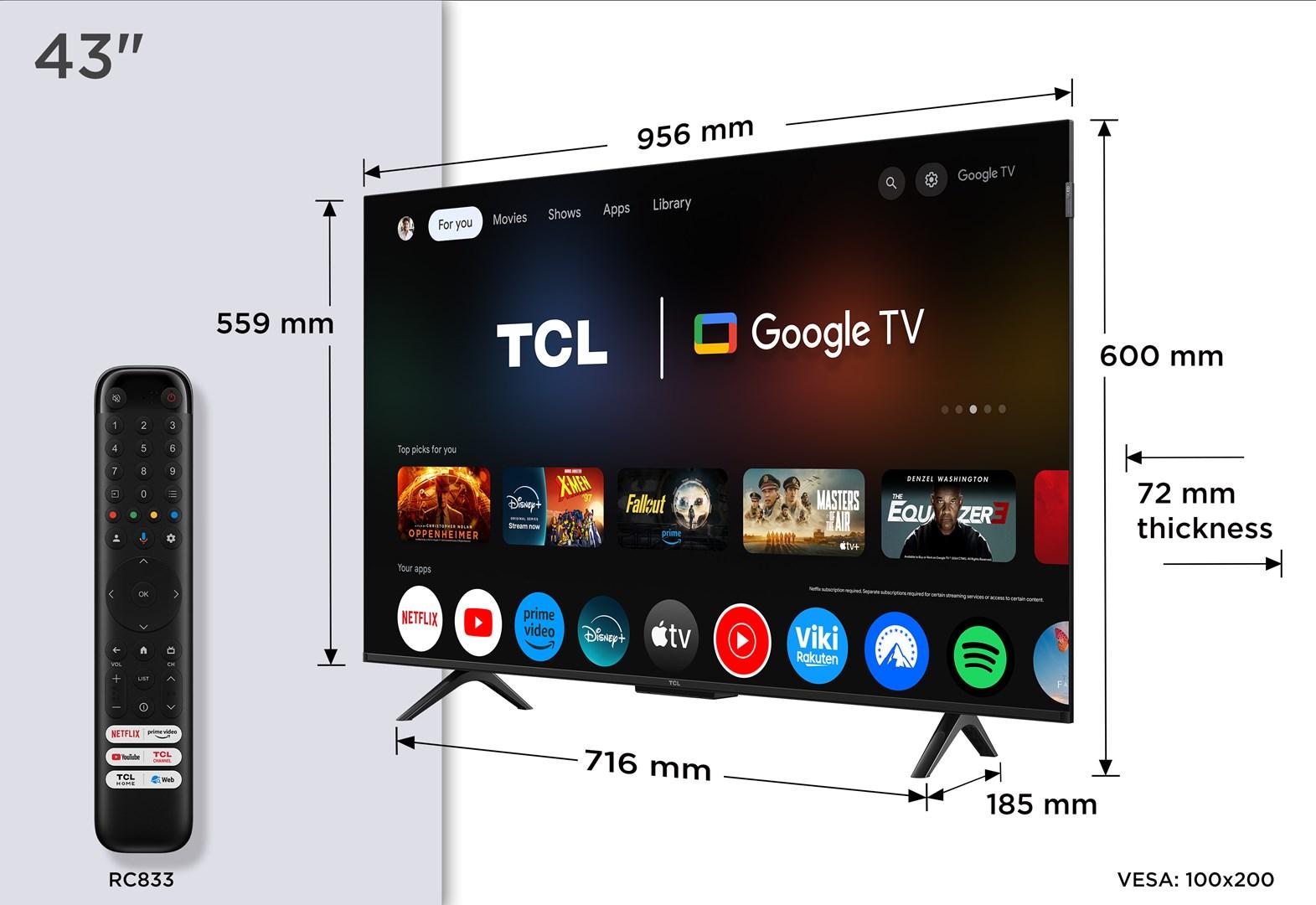 TCL 43" Fladskærms TV LED 4K 43P7K P7K Series - 43" Class (42.5" viewable) LED-backlit LCD TV - QLED - 4K