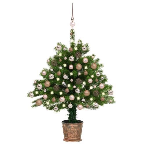 Kunstigt juletræ med lys og kuglesæt 90 cm grøn