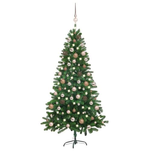 Kunstigt juletræ med lys og kuglesæt 150 cm grøn