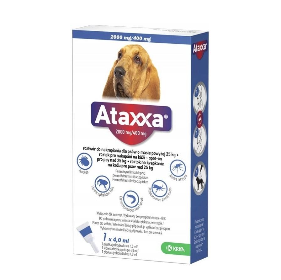 Ataxxa 2000 mg/400 mg til store hunde 25–40 kg – spot-on mod lopper og flåter, 1 × 4 ml