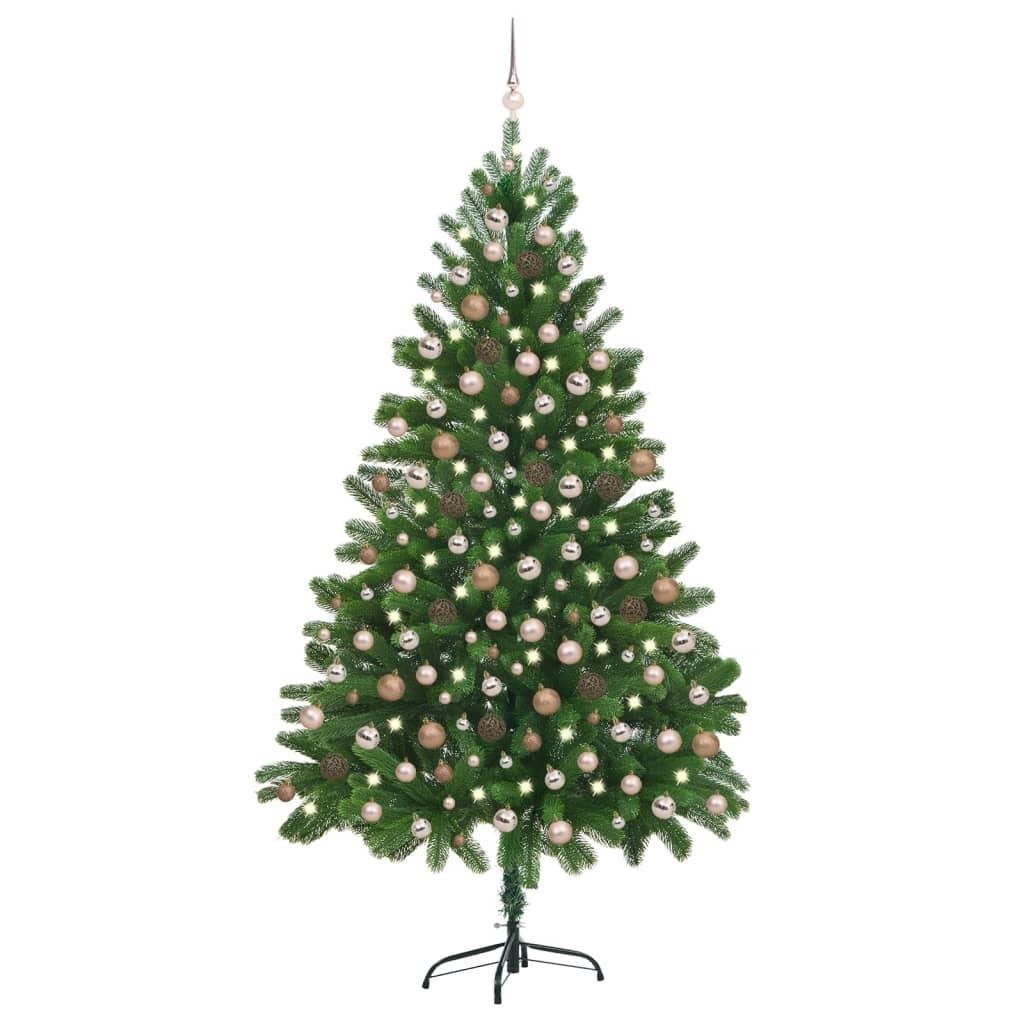 Billede af Kunstigt juletræ med lys og kuglesæt 210 cm grøn