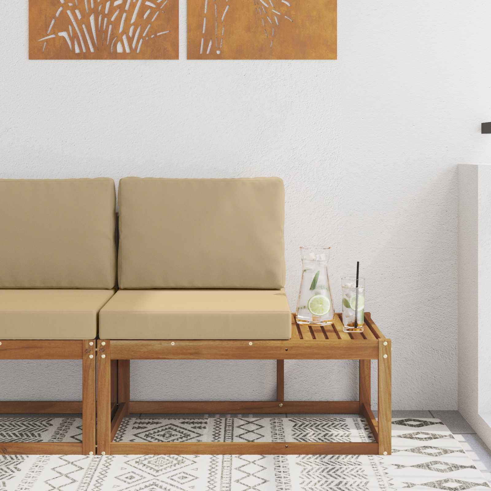 Udendørs Modulsofa med pude Naturfarvet 91 x 63 x 73 cm