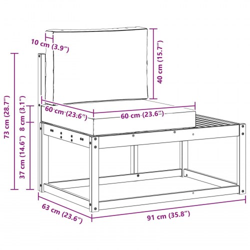 Udendørs Modulsofa med pude Naturfarvet 91 x 63 x 73 cm