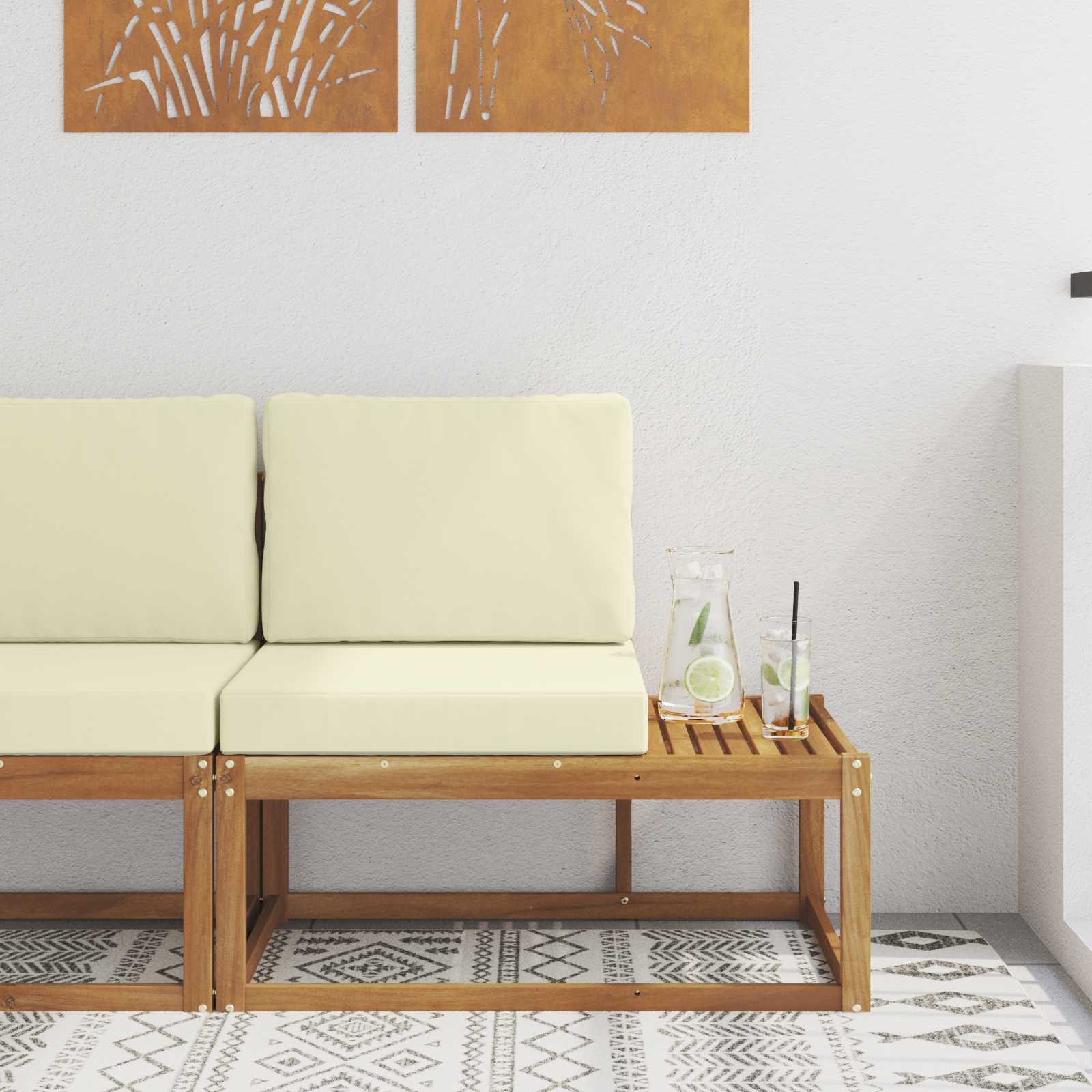 Udendørs Modulsofa med pude Naturfarvet 91 x 63 x 73 cm