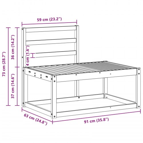 Udendørs Modulsofa Naturfarvet 91 x 63 x 73 cm