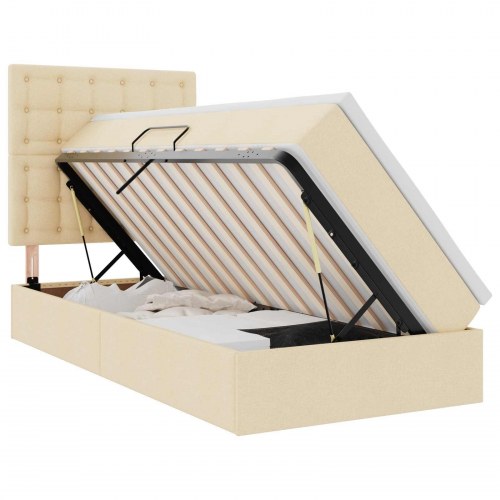 Seng med opbevaring og madras Creme 100 x 200 cm Polyester