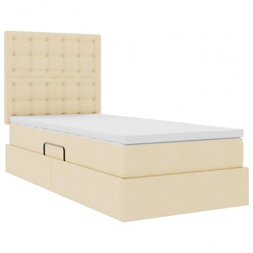 Seng med opbevaring og madras Creme 100 x 200 cm Polyester