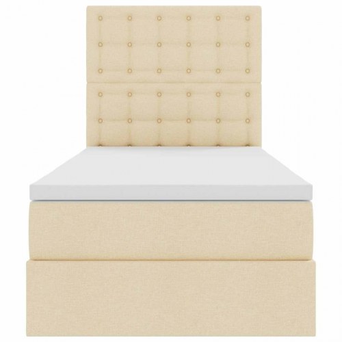 Seng med opbevaring og madras Creme 100 x 200 cm Polyester