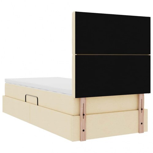 Seng med opbevaring og madras Creme 100 x 200 cm Polyester