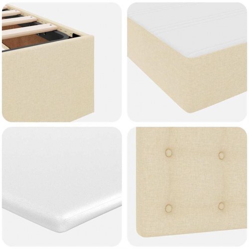 Seng med opbevaring og madras Creme 100 x 200 cm Polyester