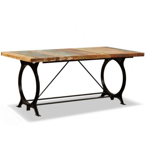 Spisebord 180 cm i massivt genbrugstræ - rustik/industriel stil