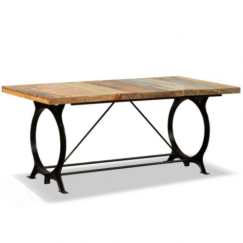 Spisebord 180 cm i massivt genbrugstræ - rustik/industriel stil