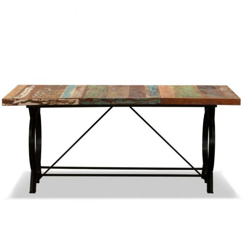Spisebord 180 cm i massivt genbrugstræ - rustik/industriel stil