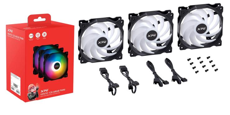 ADATA XPG VENTO 120 ARGB PWM kabinetventilator 120 mm - 3-pack, sort billede