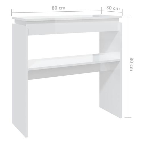 Konsolbord 80x30x80 cm spånplade hvid højglans