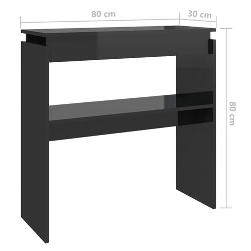 Konsolbord 80x30x80 cm konstrueret træ sort højglans