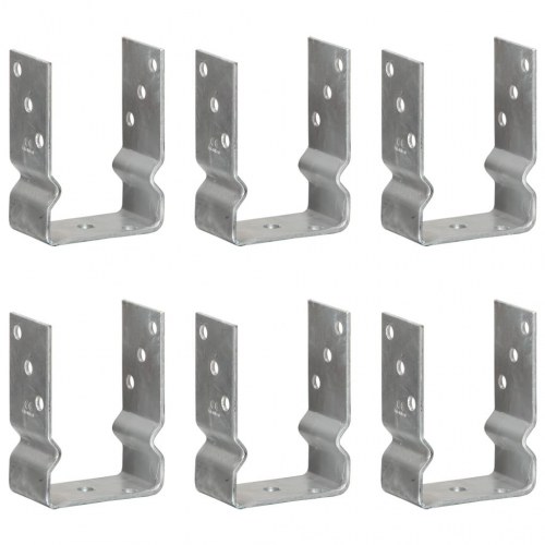 Jordankre - 6 stk., 10 × 6 × 15 cm, galvaniseret stål, sølvfarvet