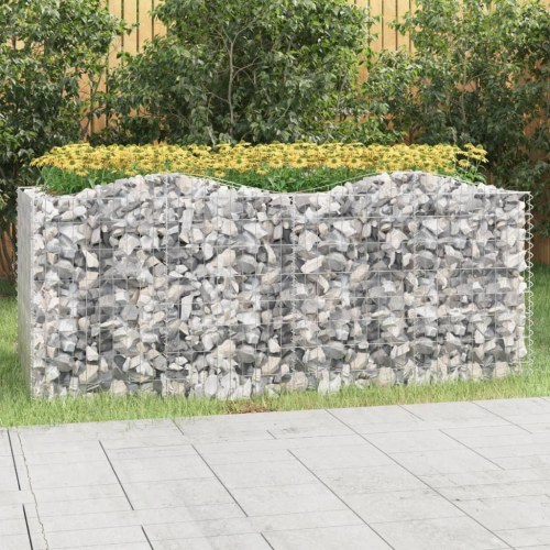 Buet gabion-højbed 200×100×100 cm i galvaniseret jern