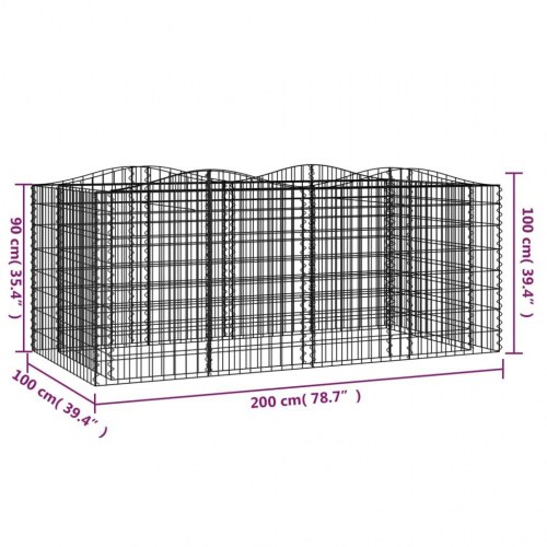 Buet gabion-højbed 200×100×100 cm i galvaniseret jern