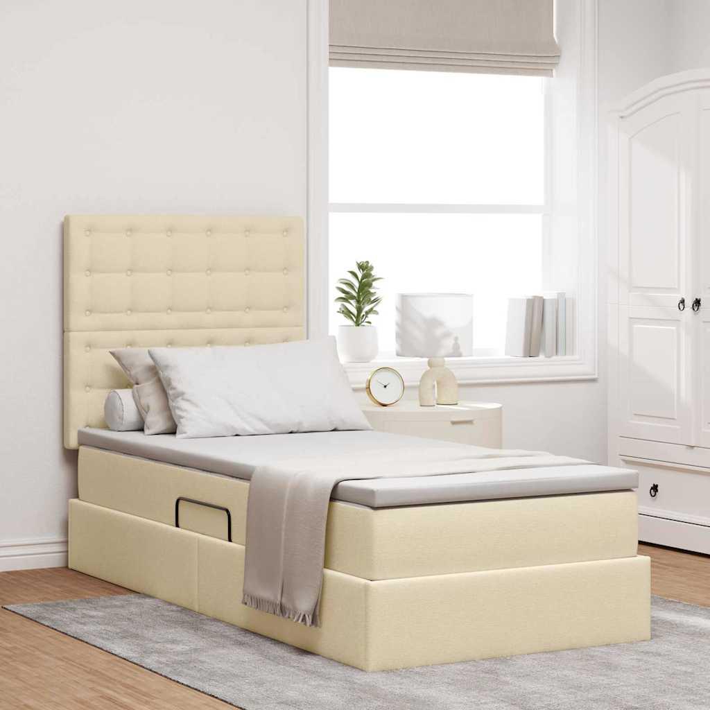 Seng Med Opbevaring Og Led Polyester - Creme / 100 x 200 cm / Knapper