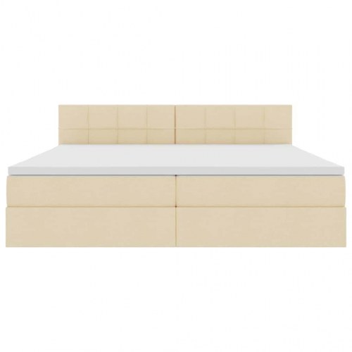 Seng med opbevaring og LED med madras Creme 200 x 200 cm Stof