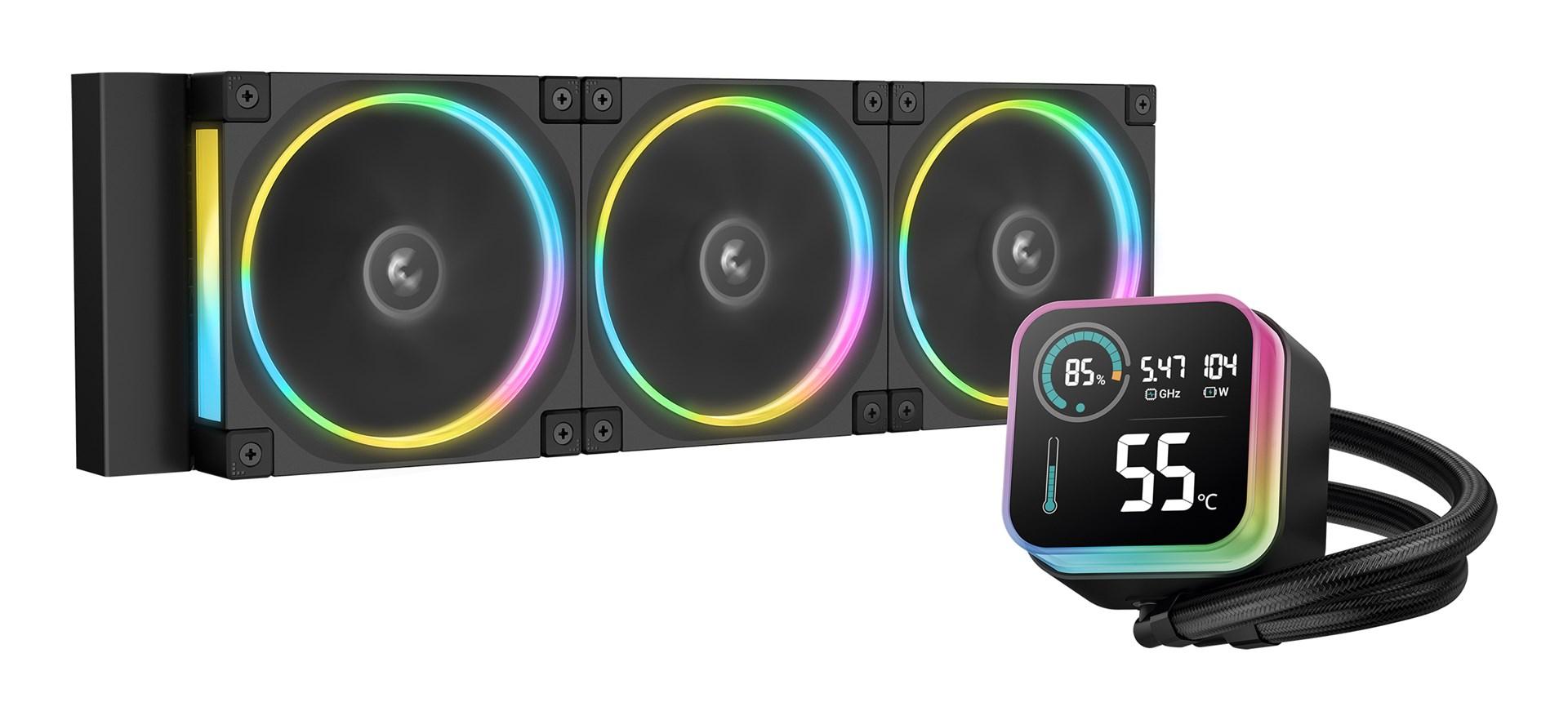 DeepCool LQ360 Ultra ARGB - 360 mm væskekøler til CPU, 3×120 mm - Sort