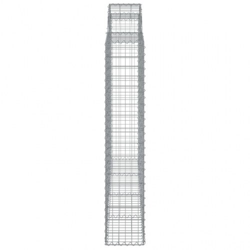 Buet gabionkurv 200×30×160/180 cm - galvaniseret jern stenvæg/afskærmning