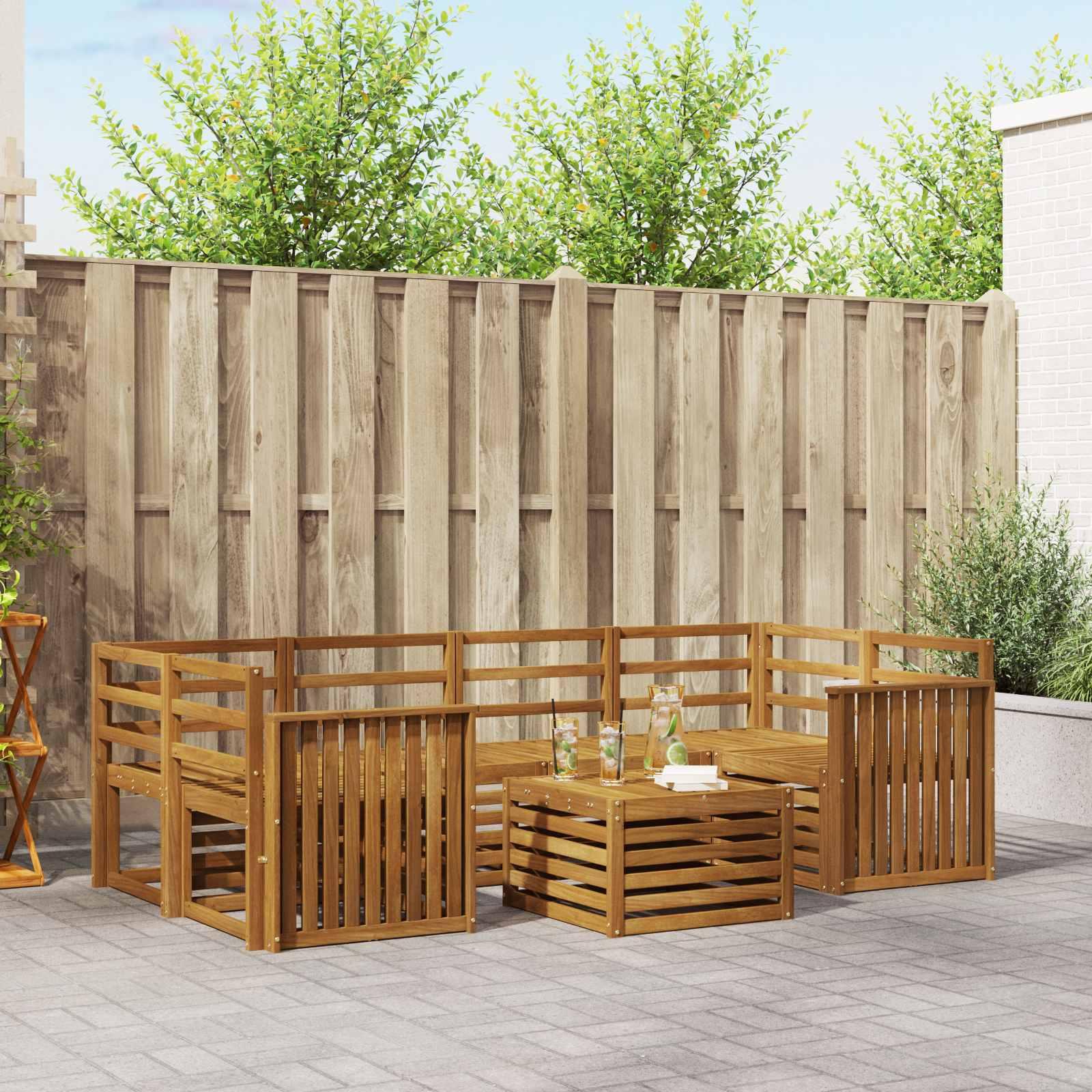 Sofasæt 7 stk Naturfarvet Massivt Akacietræ
