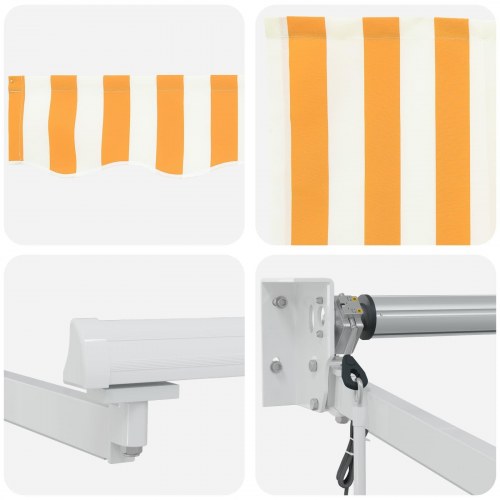 Elektrisk Markise med Gul og Hvid 4 × 3 m Aluminium