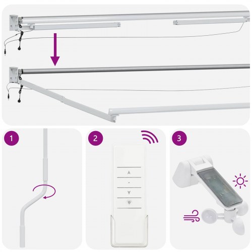 Elektrisk Markise med Gul og Hvid 4 × 3 m Aluminium