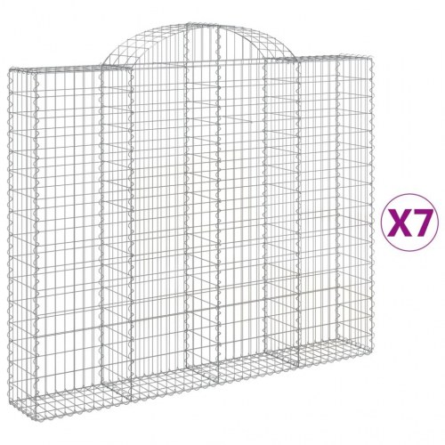 Buede gabionkurve 7 stk. 200x30x160/180 cm galvaniseret jern