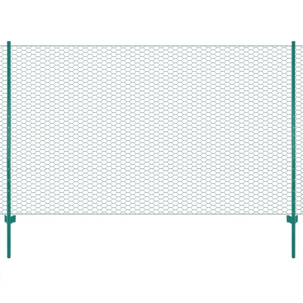 Trådhegn med stolper 25 x 2 m stål grøn