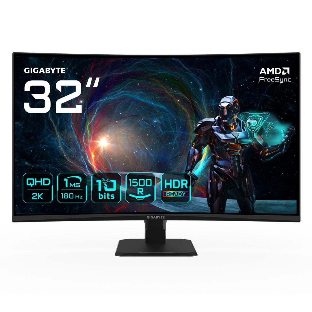 Gigabyte GS32QCA 31,5" QHD buet gaming-skærm - 180 Hz, 1 ms, FreeSync, HDR