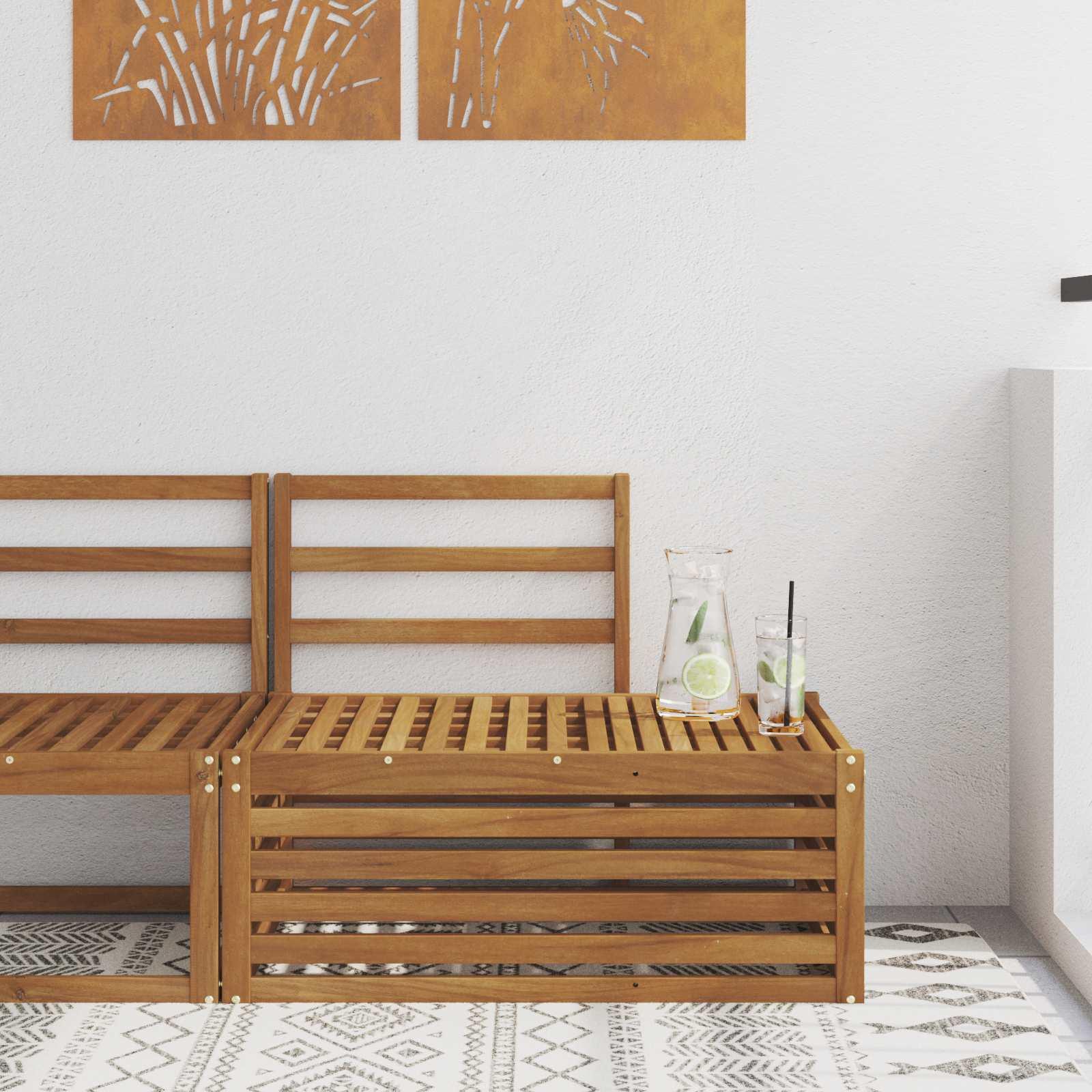 Udendørs Massivt Akacietræ 59 X 59 X 37 Cm - Naturfarvet / End sofa