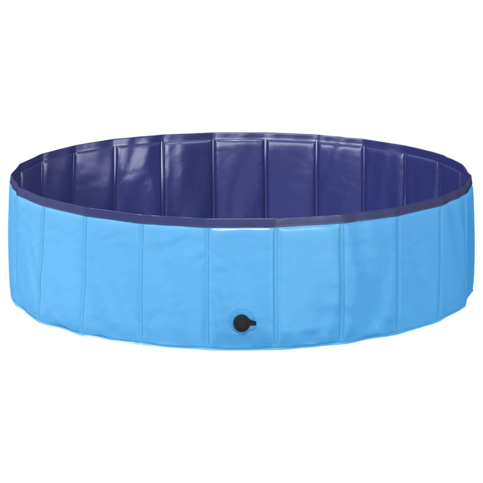 Foldbar børnepool - blå Ø 120 × 30 cm i tyk PVC og konstrueret træ billede