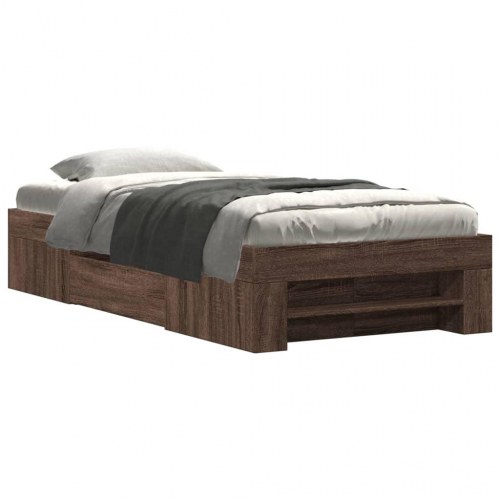 Sengeramme 90 x 190 cm uden madras - brun egetræ