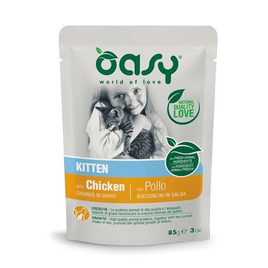 Oasy Kitten vådfoder - bidder i sovs med kylling, 85 g