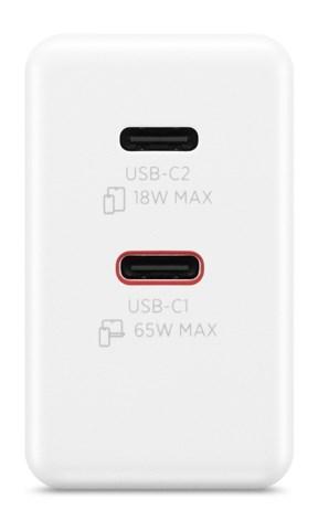 Lenovo G0A6065WEU USB-C vægoplader 65 W - hvid, 2 porte billede