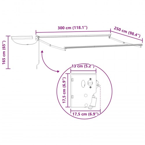 Elektrisk Markise Hvid 3 x 2,5 m Aluminium