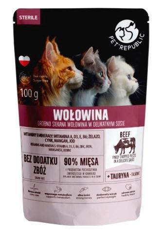 Pet Republic Sterile vådfoder til kat – Oksekød, finthakket, 100 g