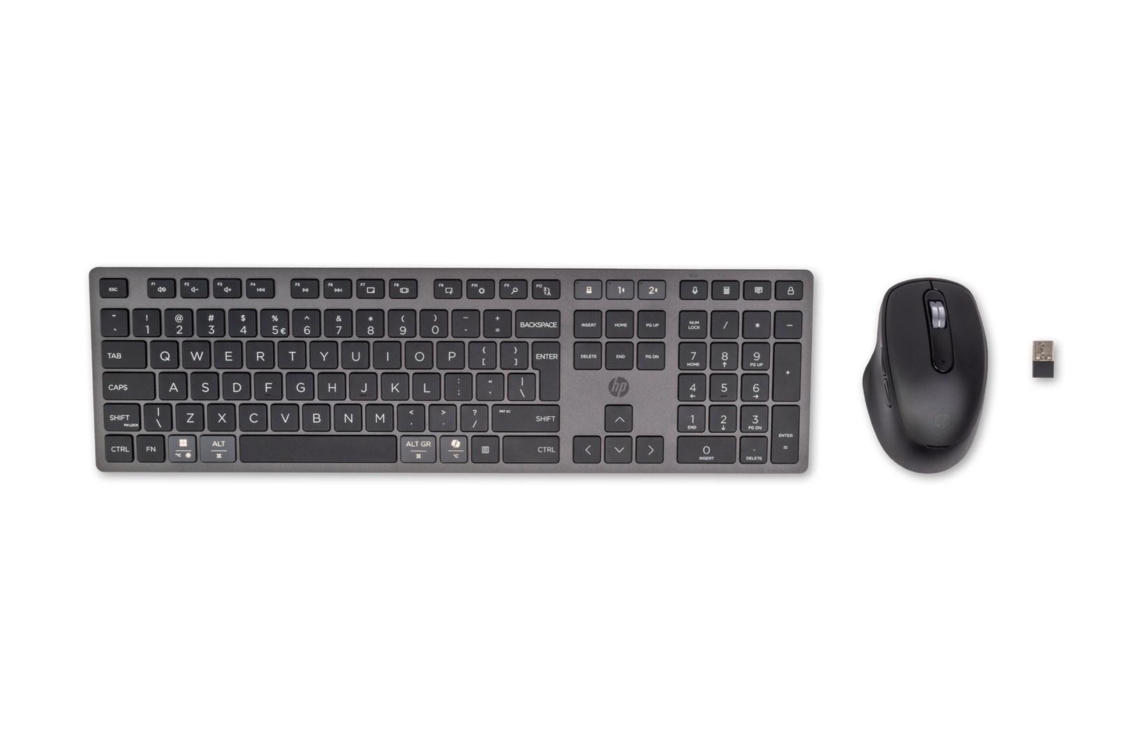 HP 720 Multi-Device genopladeligt trådløst tastatur og mus - sort