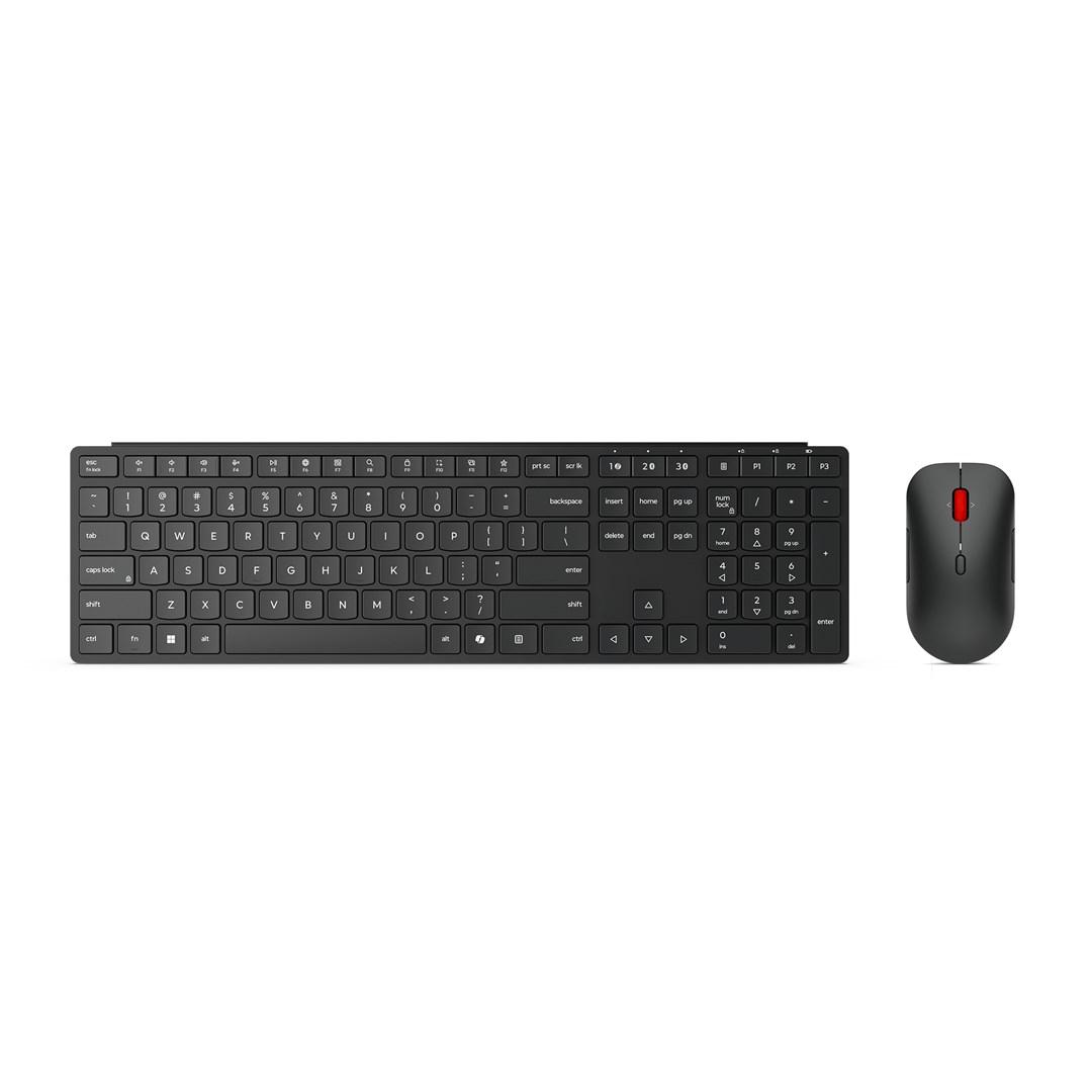 Lenovo 4X31S04848 trådløst tastatur og mus - RF + Bluetooth, belgisk layout, sort billede