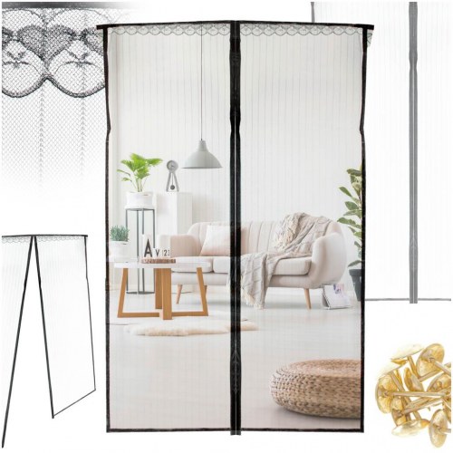 Magnetisk myggenet til dør – 85 × 210 cm, sort